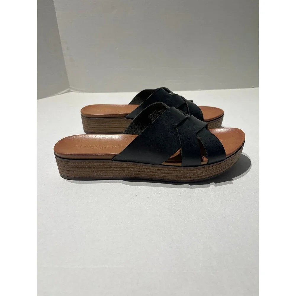 Rock & Candy Calilea Slide Sandals Black Faux Leather Size 9.5 New